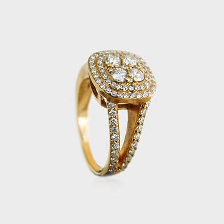 Inbal Signet Style Split Shank Diamond Ring