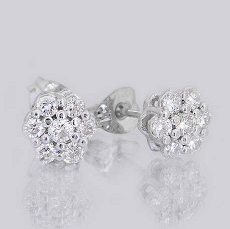 Roz Flower Diamond Stud Earrings