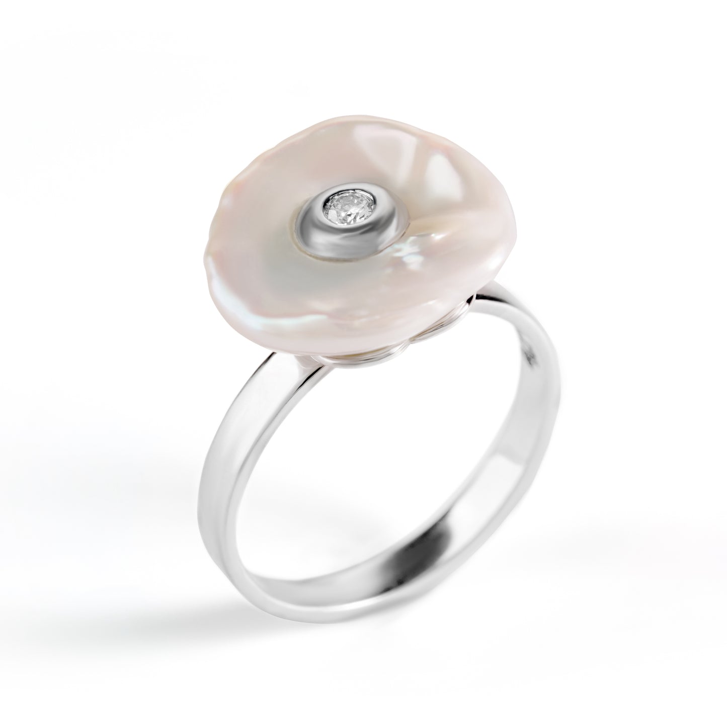 Stella Diamond and Mother of Pearl Silver Ring