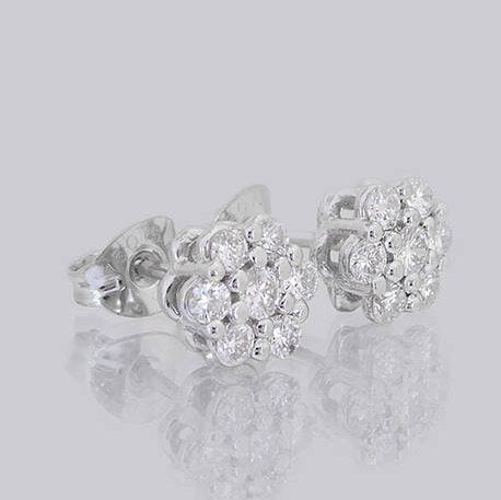 Roz Flower Diamond Stud Earrings