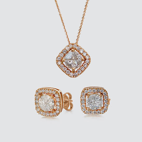 Julia Gold Diamond Pendant and Earring Set