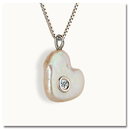 DeepSea HeartShaped Pearl and Diamond Pendant