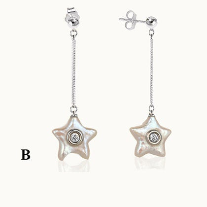 Ocean Pearl with Diamond Star Earrings